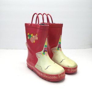 Western Chief Rain Boots Girls Size 11/12 Pink Unicorn Faux Fur Lined